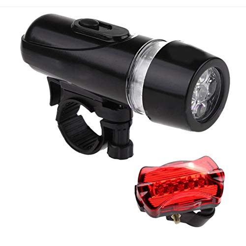 Moto Sistema de la luz de la lámpara de la Bicicleta 5 LED de montaña Ciclismo Frontal luz Trasera Impermeable de combinación Trasera de la Linterna de la Bicicleta (Negro)