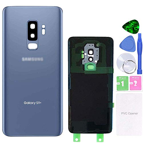 MovTEK Tapa Trasera de Cristal de Batería Trasero Original para Samsung Galaxy S9 Plus G965F con Lente de Cámara (Azul Coral)