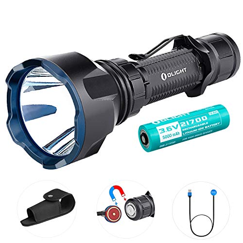 OLIGHT Warrior X Turbo Linterna Táctica 1100 lúmenes Blanco Frío, Linterna LED Recargable Alta Potencia Impermeable linterna Militar, con batería 21700 y compartimento para batería Tidusky(Negro)