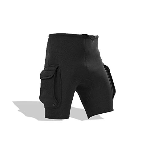 Pantalones cortos de buceo, pantalones cortos de neopreno de 3 mm para hombres, con ajuste ceñido, orificio de fuga, equipo de buceo, pantalones con bolsillo para traje de neopreno, para kayak(Medium)