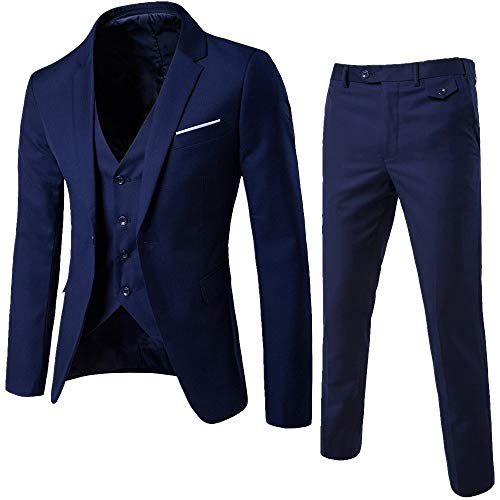 riou Vestido Elegante Elegante de la Oficina del Smoking de un botón de la Chaqueta del Banquete de Boda de los Hombres, Pantalones de la Chaqueta del Chaleco de 16 Pedazos riou Vestido Elegante Elegante de la Oficina del Smoking de un botón de la Chaqueta del Banquete de Boda de los Hombres, Pantalones de la Chaqueta del Chaleco de 16 Pedazos