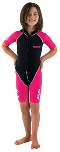 SEAC Dolphin Traje Corto para niños en Neopreno de 1.5 mm y Lycra para Nadar, Jugar en el Agua y Practicar Snorkel, Juventud Unisex niños, Fuxia/Negro, 7 años