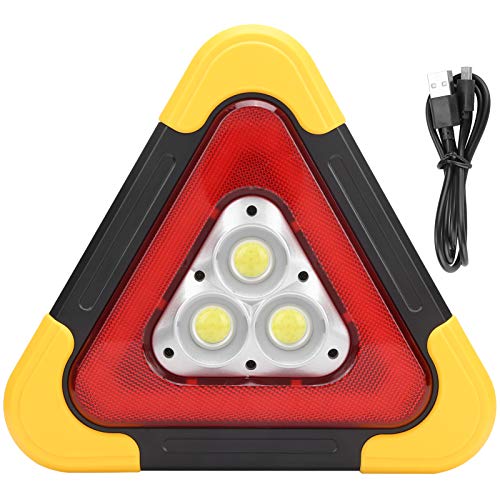 Señal de advertencia triangular Señal triangular LED Luz de trabajo Lámpara de emergencia Señal de advertencia reflectante de seguridad de avería de automóvil plegable con cable de carga