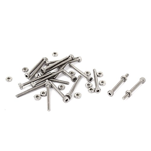 sourcing map A15071700UX0413 - Pack de 20 tornillos (acero inoxidable, M2 x 20 mm)