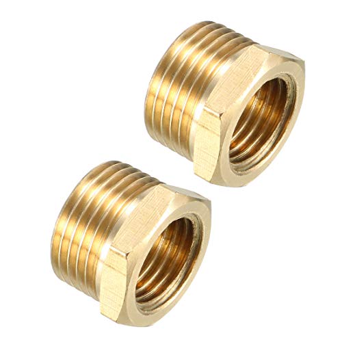 sourcing map Conexión adaptador de casquillo hexagonal roscado de latón del tubo de 3/8 PT macho x 1/4 PT hembra de 2 pzas sourcing map Conexión adaptador de casquillo hexagonal roscado de latón del tubo de 3/8 PT macho x 1/4 PT hembra de 2 pzas