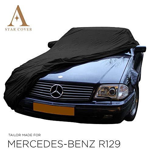 Star Cover Funda DE Exterior Mercedes-Benz R129 con Bolsillos para LOS RETROVISORES | NEGROCUBIERTA DE Coche DE Exterior | Cubierta Auto | 100% Impermeable Y Transpirable | Entrega