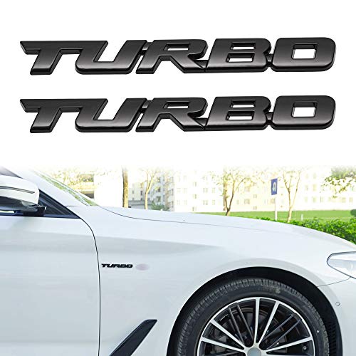 TOMALL 2 piezas pegatinas 3D de metal Turbo Premium para guardabarros trasero de coche para todos los coches aleación de zinc modificada emblema turbo modificado pegatinas de para coche (Negro-L)