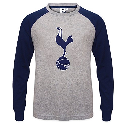 Tottenham Hotspur FC - Camiseta oficial de manga larga para niños - Con el escudo del club - Gris - 6-7 años