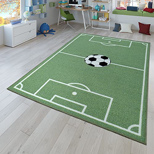 TT Home Alfombra Infantil Juego para Dormitorio Infantil con Campo De Fútbol En Verde, Größe:100x200 cm