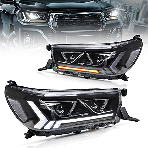 VLAND Faros compatibles para Toy-ota Hilux Vigo Revo Pickup 2016-2020 luces delanteras, con luz de bienvenida dinámica, con señal de giro secuencial, bombillas Hella Projector-Need VLAND Faros compatibles para Toy-ota Hilux Vigo Revo Pickup 2016-2020 luces delanteras, con luz de bienvenida dinámica, con señal de giro secuencial, bombillas Hella Projector-Need