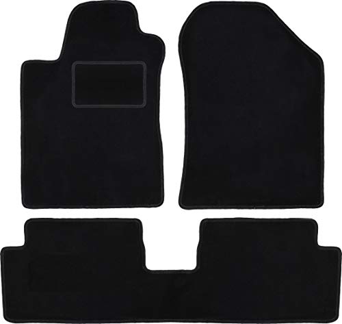 Wielganizator Carlux - Juego de alfombrillas de terciopelo para Toyota Corolla Verso II Minivan (3 unidades), color negro
