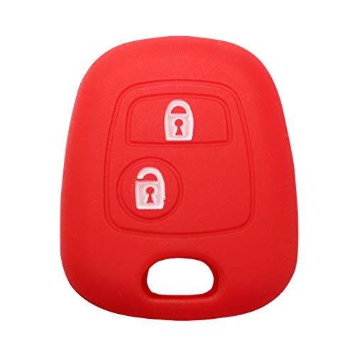 YLC Protector de Llave de Coche de Silicona Car Key Cover Skin Jacket para Llave Peugeot & Citroen 2 botón(Rojo)