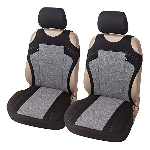 2 fundas de asiento de coche, funda de asiento de tela catiónica para coche, camión, furgoneta, la mayoría de vehículos (gris)