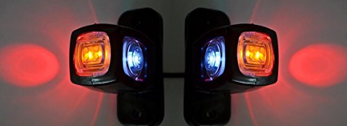 2 luces traseras de posición lateral y de contorno (24 V, 12 V) para remolque, camioneta, camión, autocaravana, color naranja, blanco y rojo