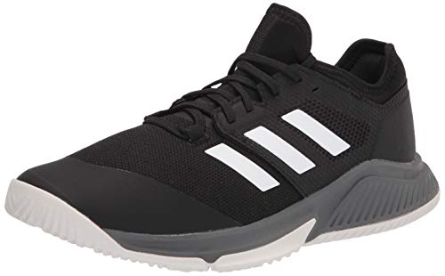 adidas Men's Court Team Bounce Volleyball Shoe, Black/White/Grey, 8