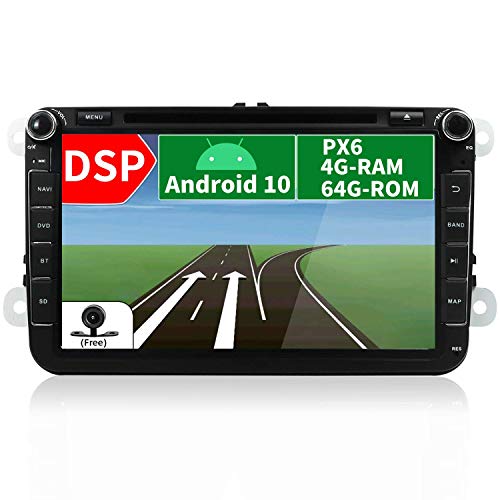BWHTY Unidad Principal estéreo de Coche con Android 10 Doble DIN para VW Golf/Skoda/Seat/Passat/Polo Navegación GPS para Coche | 2G + 32G | Micrófono Canbus con cámara de Respaldo Gratis | 7 pulgad