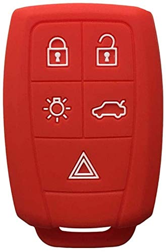 Caja de la caja de la caja de la llave del automóvil Casquillo de la caja para llavero Alarma para VOLVO XC90 C70 S60 D5 V50 S40 C30 Tecla de flip de silicona para la clavija de alarma ( Color : Red )