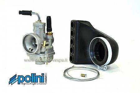 Carburador Polini CP Ø 19 con filtro y transmisión de aire.