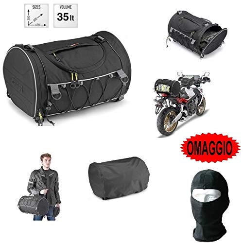 Compatible con Vespa Granturismo 125 L Bolsa Givi EA107B 35 l Rollo Mochila para sillín Moto Scooter Universal fijación Universal con Correas y muelles 300 x 300 x 470 mm Negro