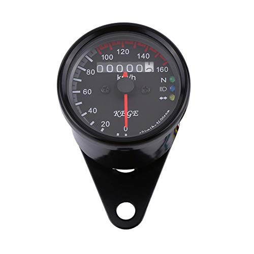 Cuentómetro Keenso universal para motocicleta de 12 V LED KMH, cuentakilómetros, velocímetro universal de 0 a 160 km/h, indicador único (negro)