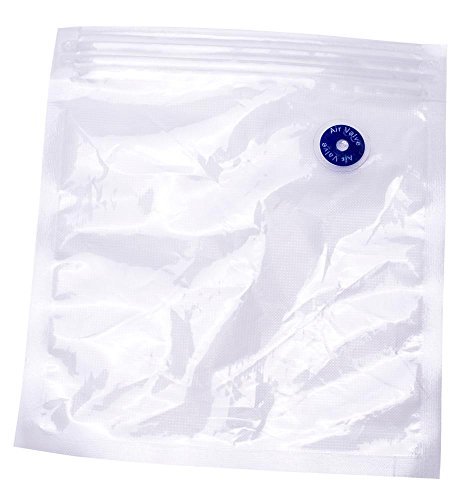 Culinario 10 bolsas de plástico Dr. Save con válvula con doble cierre para envasadora al vacío, 22 x 20 cm, reutilizables, herméticas, transparentes