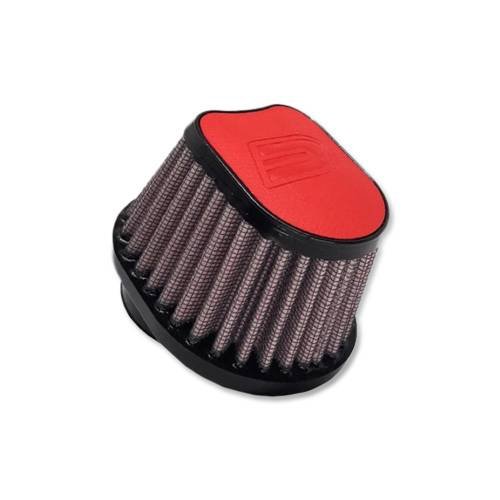 DNA Special Oval Red Leather Top Air Filter, In: 50mm, L: 87mm, PN:OVI-5000-L-R