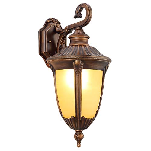 DULG Tradicional Europea de pared LED Luz impermeable al aire libre Al revés de iluminación lámpara de pared de bronce cepillado Vivienda antigua de cáscara de naranja de cristal del aplique de jardín DULG Tradicional Europea de pared LED Luz impermeable al aire libre Al revés de iluminación lámpara de pared de bronce cepillado Vivienda antigua de cáscara de naranja de cristal del aplique de jardín