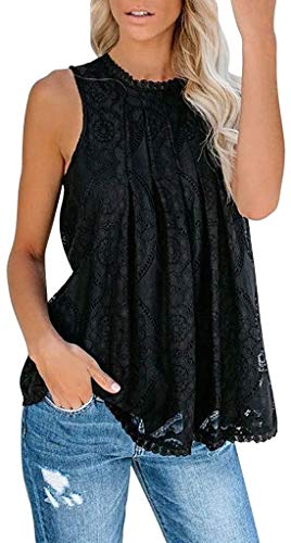 Ericcay Las Señoras del Cordón del Remiendo Llamarada Volantes De Manga Corta Blusa Linda Superior Floral Cáscara Manera De Las Tapas Acogedor Básico Tops Ropa (Color : X2-2-Black, One Size : S)