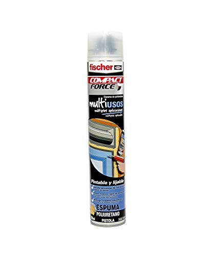 fischer - Espuma poliuretano PU Multiusos Pistola (bote de 750 ml) en spray, trabajos de construcción y aislamientos, tubos de instalaciones de calefacción y sanitarias, endurecimiento rápido