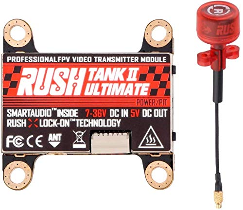 FPV VTX Rush Tank II 5,8GHz FPV Video Sender Empfänger mit Externer Audiofrequenz Von 48 und TBS Smart Audio im MMCX-Anschluss Pit Modus Schaltbarer mit Rush Cherry FPV Antenne für FPV Racing Drone
