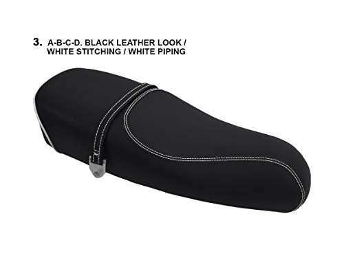 Funda de Asiento para Piaggio Vespa PX 200 Negro-Costura Blanco
