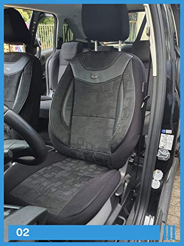 Fundas de asiento compatibles con Volkswagen Golf Sportvan conductor y pasajero a partir de 2014-2018, número de color: 02