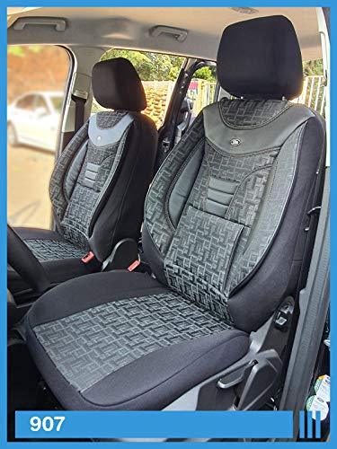 Fundas de asiento compatibles con Volkswagen Golf Sportvan conductor y pasajero a partir de 2014-2018, número de color: 907