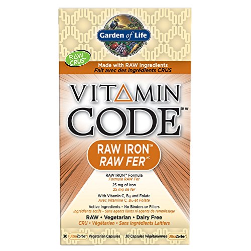 Garden of Life Vitamin Code Hierro crudo 22 mg 30 Cápsulas veganas Ultrazorbe 30 g