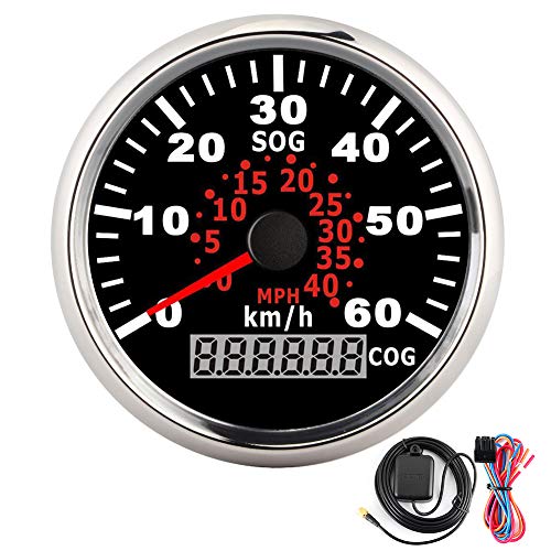 Gorgeri GPS Velocímetro 60 km/h Odómetro 85 mm Universal Car Head Up Display Velocímetro digital con retroiluminación roja para motocicleta Auto Truck Yacht 12V/24V