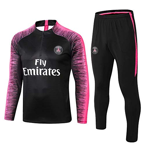 H.ZHOU Traje entrenamiento de fútbol Club de adulto Camiseta de la Juventud de manga larga y pantalones de jogging BreathableTop QL0354 Traje Uniforme de futbol (Color : Black/Pink, Size : S)