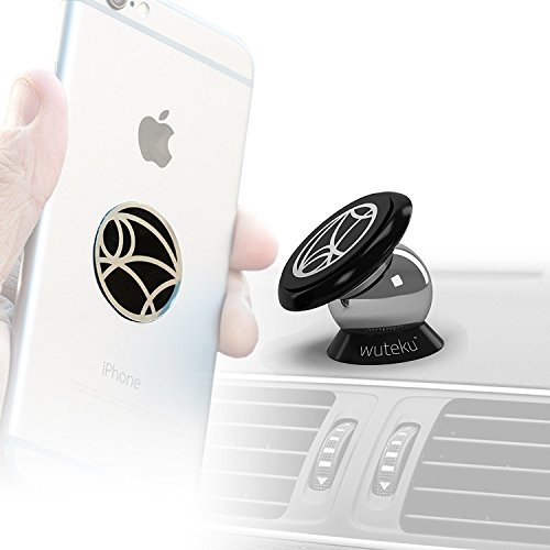 Kit de soporte de teléfono magnético 100% universal para el salpicadero del coche con dos discos y placa de Wuteku, para iPhone X, 8 y 7, Samsung Galaxy S8 y S7