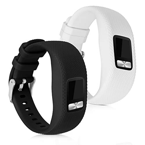 kwmobile Pulsera Compatible con Garmin Vivofit 4 Talla S - Brazalete de Silicona en Blanco/Negro sin Tracker