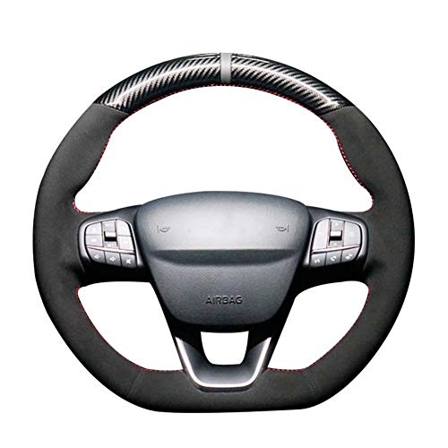 MDHANBK Cubierta de volante de coche cosida a mano, para Ford Focus ST-Line Fiesta ST-Line 2018-2019 Focus Fiesta ST 2018-2020