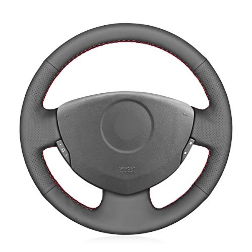 MEWANT Leather Steering Wheel Cover for Renault Clio 2 2001-2008 / Twingo 2 2007-2014 / Dacia Sandero 2008-2012 / Clio Steering Wheel Cover