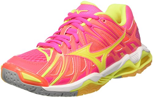 Mizuno Wave Tornado X2 Wos, Zapatos de Voleibol Mujer, Multicolor (Pinkglowhiteirongate), 38 EU