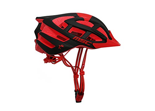 MSC Bikes HX100SMBKRD Casco de MTB, Rojo y Negro, S/M (55cm-58cm)