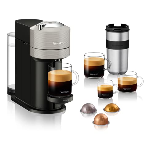 Nespresso VERTUO Next XN910B Cafetera de cápsulas, máquina de café expreso de Krups, café diferentes tamaños, 5 tamaños tazas, tecnología Centrifusion, calentamiento 30 segundos, Wifi, Bluetooth, Gris