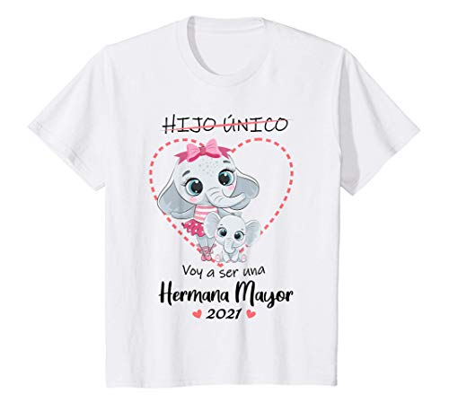 Niños Voy a ser una hermana mayor 2021 Anuncia embarazo hijo único Camiseta