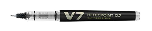 Pilot V7 HI-TECPOINT – Bolígrafo recargable, color negro (Pack de 10) -P, color negro