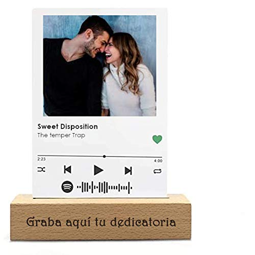 Placa de música personalizada, placa acrílica con código de Spotify,  aniversario, foto personalizada, tablero de canciones