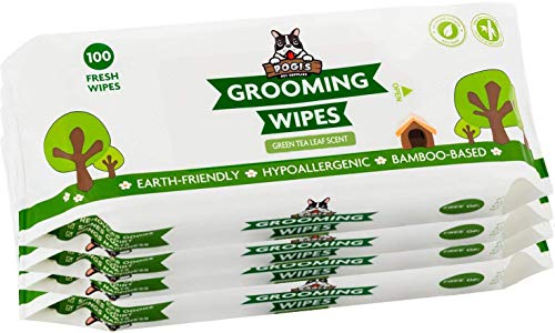 Pogi's Grooming Wipes - Toallitas húmedas - 400 toallitas desodorantes para Perros - Aroma de té Verde, Naturales, Extra Grandes, biodegradables