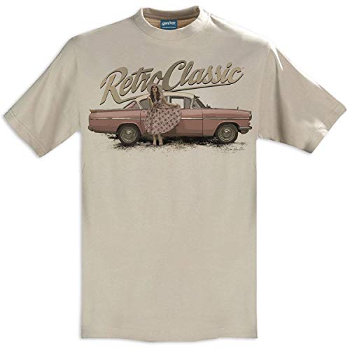 RetroClassic - Camiseta clásica para hombre con texto "Vauxhall Cresta and Pin-up Annie Drew" Beige arena XXL