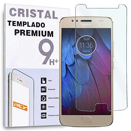 REY Protector de Pantalla para Motorola Moto G5S / Moto G5 S, Cristal Vidrio Templado Premium