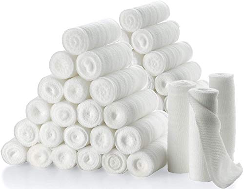 Rollos de vendas de gasa - Paquete o 48, 3" x 4.1 yardas por rollo de vendas de gasa de grado médico y envoltura de vendas elásticas para vendar todo tipo de heridas por MEDca